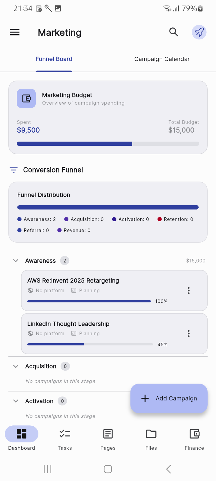 Marketing & Growth Funnel Screenshot